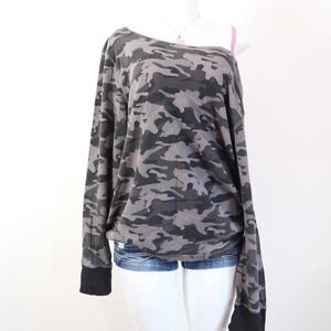 grey camo thermal top waffle knit off shoulder indie sleaze y2k
